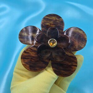 Laurent Olivier France Hair Clip – 1990s – Made in France – Brown Flower